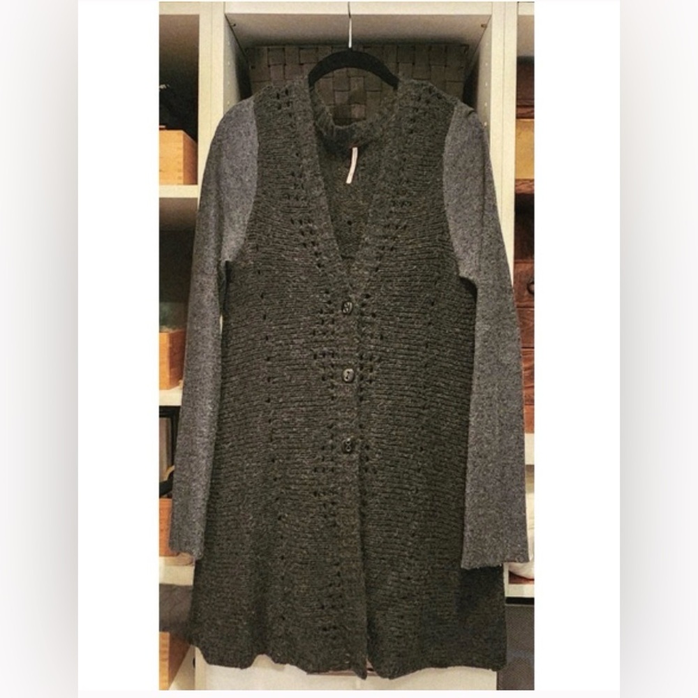 Free People Charcoal Knit Cardigan